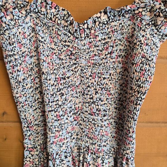 Anthropologie Yumi Kim Leanne Floral Ambrose Peach Small Boho Ruffle Smocked - Picture 5 of 8